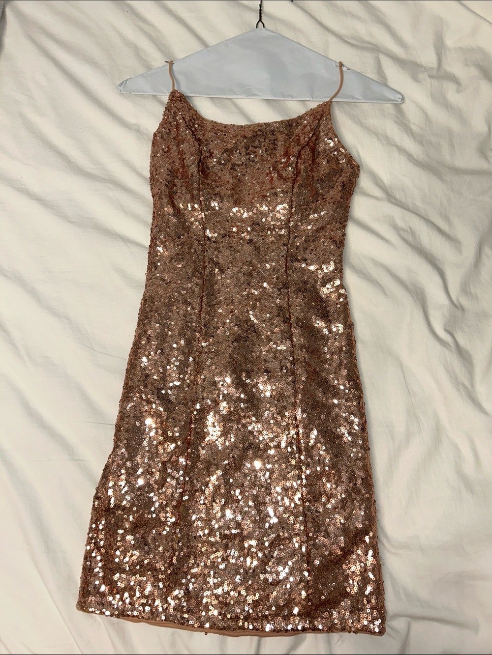 Lulu's Rose Gold Sequin Mini Dress